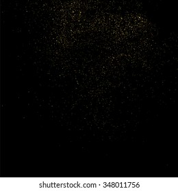 Gold glitter texture on a black background. Golden explosion of confetti. Golden grainy abstract  texture on a black  background. Design element. Vector illustration,eps 10.