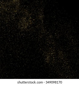 Gold glitter texture on a black background. Golden explosion of confetti. Golden grainy abstract  texture on a black  background. Design element. Vector illustration,eps 10.