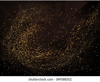 Gold glitter texture on a black background. golden star dust. Golden grainy abstract  texture on a black  background. Design element. Vector illustration,eps 10.