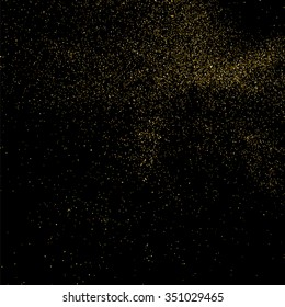 Gold glitter texture on a black background. Golden explosion of confetti. Golden grainy abstract  texture on a black  background. Design element. Vector illustration,eps 10.