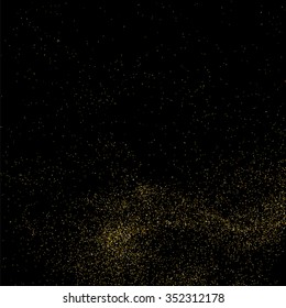 Gold glitter texture on a black background. Golden explosion of confetti.  Design element. Vector illustration,eps 10.