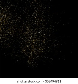 Gold glitter texture on a black background. Golden explosion of confetti. Golden grainy abstract  texture on a black  background. Design element. Vector illustration,eps 10.