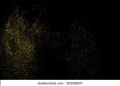 Gold glitter texture on a black background. Holiday background. Golden explosion of confetti. Golden grainy abstract  texture on a black  background. Design element. Vector illustration,eps 10.