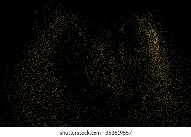 Gold glitter texture on a black background. Holiday background. Golden explosion of confetti. Golden grainy abstract  texture on a black  background. Design element. Vector illustration,eps 10.