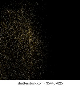 Gold glitter texture on a black background. Golden explosion of confetti. Golden grainy abstract  texture on a black  background. Design element. Vector illustration,eps 10.
