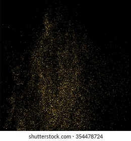 Gold glitter texture on a black background. Golden explosion of confetti. Golden grainy abstract  texture on a black  background. Design element. Vector illustration,eps 10.