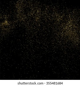 Gold glitter texture on a black background. Golden explosion of confetti. Golden grainy abstract  texture on a black  background. Design element. Vector illustration,eps 10.