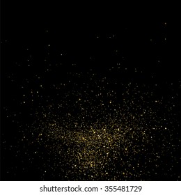 Gold glitter texture on a black background. Golden explosion of confetti. Golden grainy abstract  texture on a black  background. Design element. Vector illustration,eps 10.