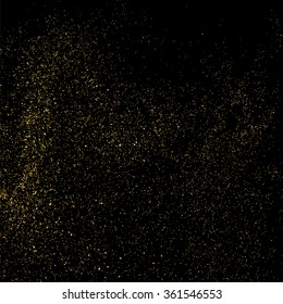 Gold glitter texture on  black background. Golden explosion of confetti. Golden grainy abstract  texture on  black  background. Design element. Vector illustration,eps 10.