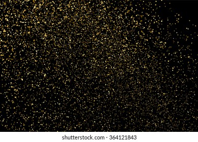 Gold glitter texture on  black background.  Design element. Vector illustration,eps 10.