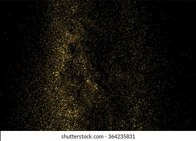 Gold glitter texture on  black background.  Golden explosion of confetti.  Design element. Vector illustration,eps 10.