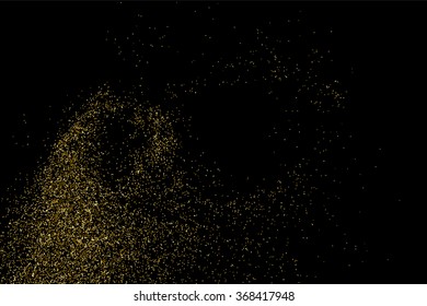 Textura dorada brillante sobre fondo negro. Elemento de diseño.Ilustración vectorial,Pasos 10.