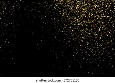 Gold glitter texture on  black background.  Design element. Vector illustration,eps 10.