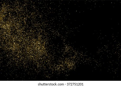 Gold glitter texture on  black background.  Design element. Vector illustration,eps 10.