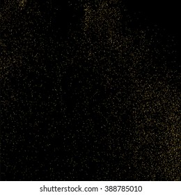 Gold glitter texture on  black background. Golden explosion of confetti. Golden grainy abstract  texture on  black  background. Holiday background. Design element. Vector illustration,eps 10.