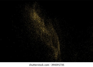 Gold glitter texture on a black background. Golden explosion of confetti. Golden grainy abstract texture on a black background. Design element. Vector illustration,eps 10.
