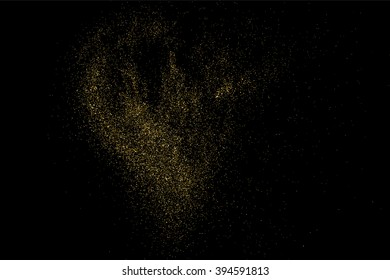 Gold glitter texture on a black background. Golden explosion of confetti. Golden grainy abstract texture on a black background. Design element. Vector illustration,eps 10.