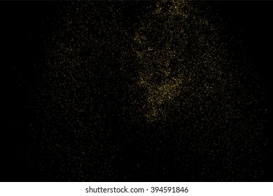 Gold glitter texture on a black background. Golden explosion of confetti.  Design element. Vector illustration,eps 10.