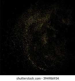 Gold glitter texture on a black background. Golden explosion of confetti.  Design element. Vector illustration,eps 10.