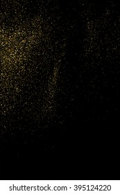 Gold glitter texture on a black background. Golden explosion of confetti. Golden grainy abstract texture on a black background. Design element. Vector illustration,eps 10.