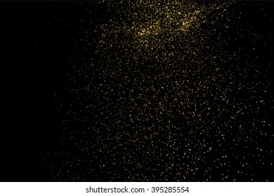 Textura dorada brillante sobre fondo negro. Explosión dorada de confetti. Textura abstracta granulada dorada sobre fondo negro. Elemento de diseño. Ilustración vectorial,Pasos 10.