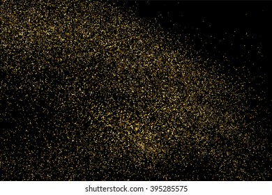 Gold glitter texture on a black background. Golden explosion of confetti.  Design element. Vector illustration,eps 10.