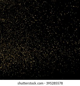 Gold glitter texture on a black background. Golden explosion of confetti.  Design element. Vector illustration,eps 10.