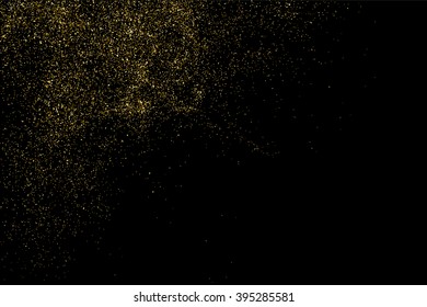 Gold glitter texture on a black background. Golden explosion of confetti.  Design element. Vector illustration,eps 10.