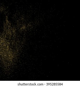 Gold glitter texture on a black background. Golden explosion of confetti.  Design element. Vector illustration,eps 10.