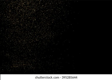 Gold glitter texture on a black background. Golden explosion of confetti. Golden grainy abstract texture on a black background. Design element. Vector illustration,eps 10.
