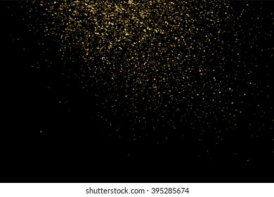 Gold glitter texture on a black background. Golden explosion of confetti. Golden grainy abstract texture on a black background. Design element. Vector illustration,eps 10.