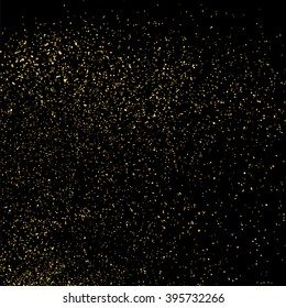 Gold glitter texture on a black background. Golden explosion of confetti.  Design element. Vector illustration,eps 10.