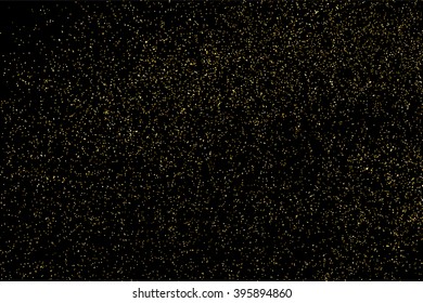 Gold glitter texture on a black background. Golden explosion of confetti.  Design element. Vector illustration,eps 10.