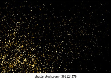Gold glitter texture on a black background. Golden explosion of confetti. Golden grainy abstract texture on a black background. Design element. Vector illustration,eps 10.