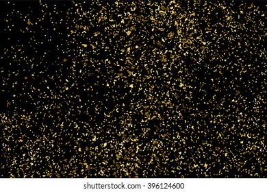 Gold glitter texture on a black background. Golden explosion of confetti. Golden grainy abstract texture on a black background. Design element. Vector illustration,eps 10.