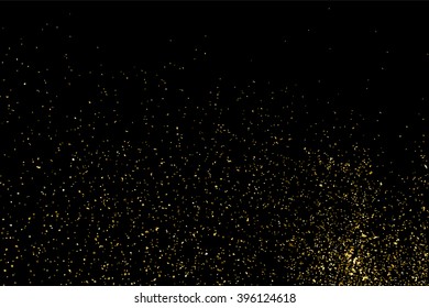 Gold glitter texture on a black background. Golden explosion of confetti.  Design element. Vector illustration,eps 10.