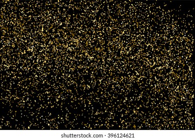 Gold glitter texture on a black background. Golden explosion of confetti.  Design element. Vector illustration,eps 10.