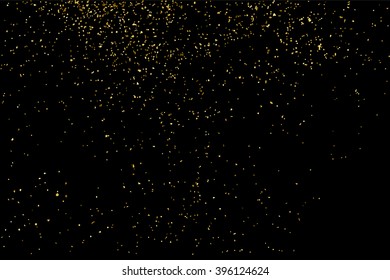 Gold glitter texture on a black background. Golden explosion of confetti. Golden grainy abstract texture on a black background. Design element. Vector illustration,eps 10.