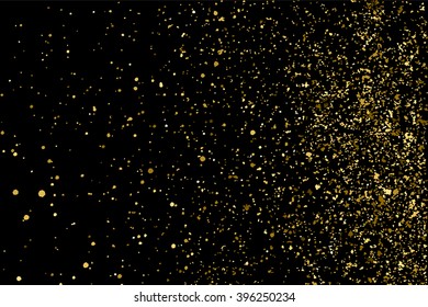 Gold glitter texture on a black background. Golden explosion of confetti.  Design element. Vector illustration,eps 10.