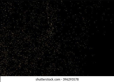 Gold glitter texture on a black background. Golden explosion of confetti. Golden grainy abstract texture on a black background. Design element. Vector illustration,eps 10.