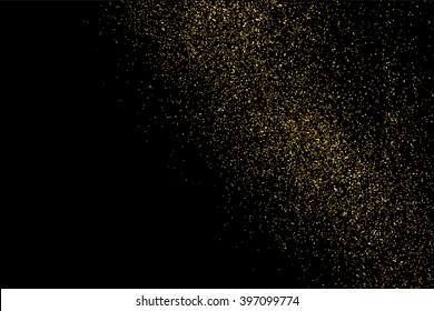Gold glitter texture on a black background. Golden explosion of confetti.  Design element. Vector illustration,eps 10.