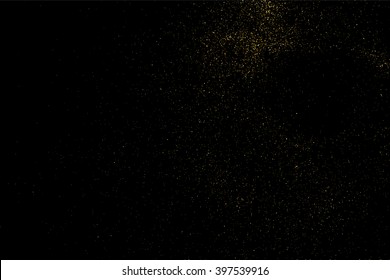 Gold glitter texture on a black background. Golden explosion of confetti. Golden grainy abstract texture on a black background. Design element. Vector illustration,eps 10.