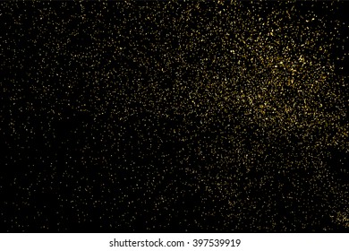 Gold glitter texture on a black background. Golden explosion of confetti.  Design element. Vector illustration,eps 10.