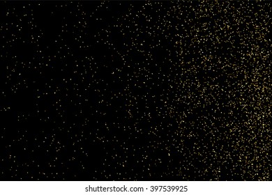 Gold glitter texture on a black background. Golden explosion of confetti. Golden grainy abstract texture on a black background. Design element. Vector illustration,eps 10.