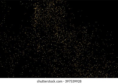 Gold glitter texture on a black background. Golden explosion of confetti. Golden grainy abstract texture on a black background. Design element. Vector illustration,eps 10.