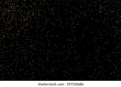 Gold glitter texture on a black background. Golden explosion of confetti. Golden grainy abstract texture on a black background. Design element. Vector illustration,eps 10.