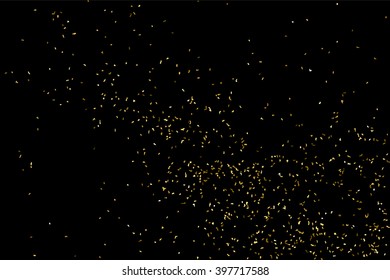 Gold glitter texture on a black background. Golden explosion of confetti. Golden grainy abstract texture on a black background. Design element. Vector illustration,eps 10.