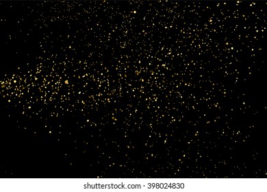 Textura dorada brillante sobre fondo negro. Explosión dorada de confetti. Textura abstracta granulada dorada sobre fondo negro. Elemento de diseño. Ilustración vectorial,Pasos 10.