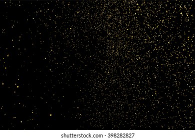 Gold glitter texture on a black background. Golden explosion of confetti. Golden grainy abstract texture on a black background. Design element. Vector illustration,eps 10.