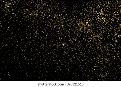 Gold glitter texture on a black background. Golden explosion of confetti. Golden grainy abstract texture on a black background. Design element. Vector illustration,eps 10.